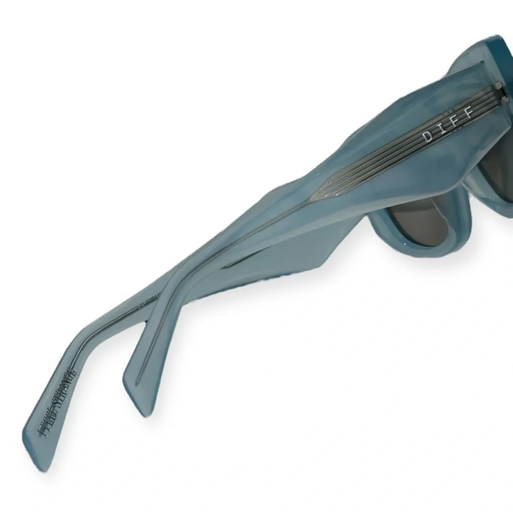 DIFF Astrid Deetz Sunglasses Beetlejuice Silver Blue Frame Dusty Silver Lens NWT